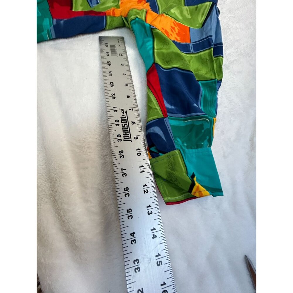 Linda Allard Ellen Tracy Womens Colorful Geometric Silk Blazer Jacket Size 4 - Picture 7 of 8
